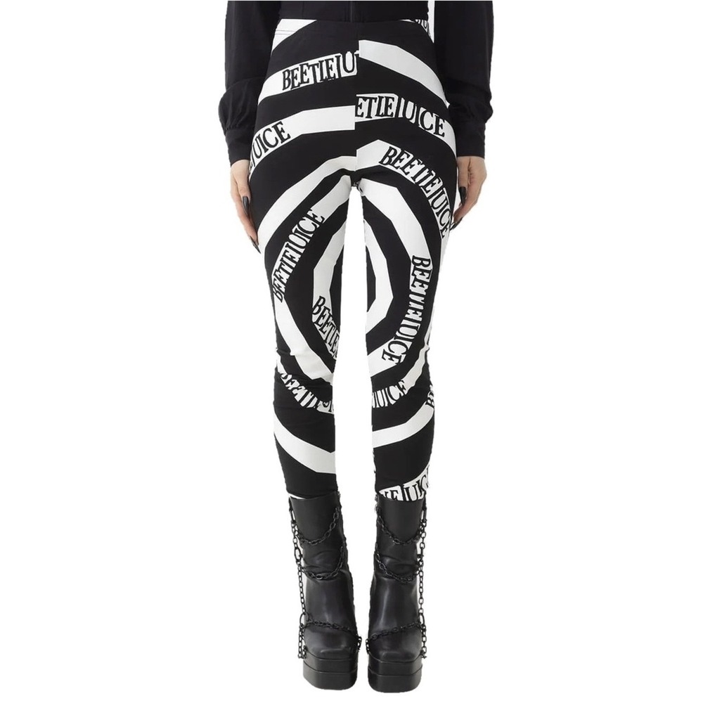 Killstar X Beetlejuice New Large Black and White Goth Vertigo Spiral Leggings